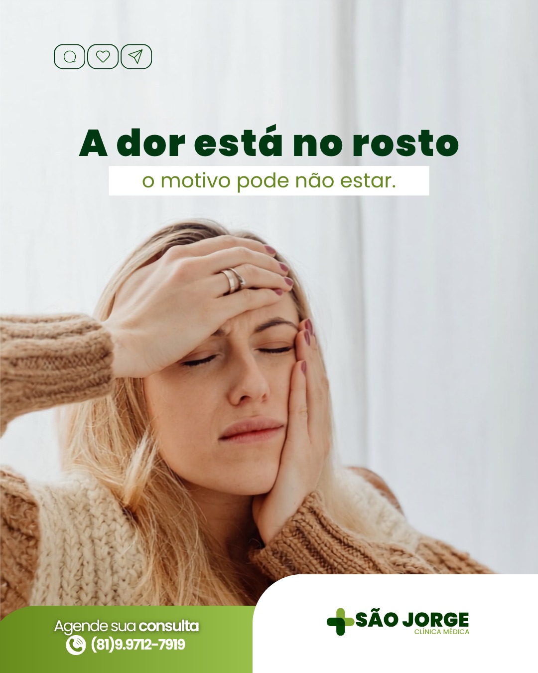 Campanha da clínica: Informação sobre dor no rosto